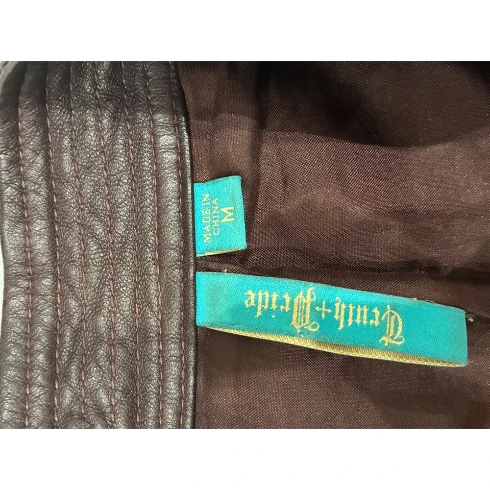 Truth and Pride Burgundy Leather Moto Jacket Womens Medium Asymetrical Zip Lined